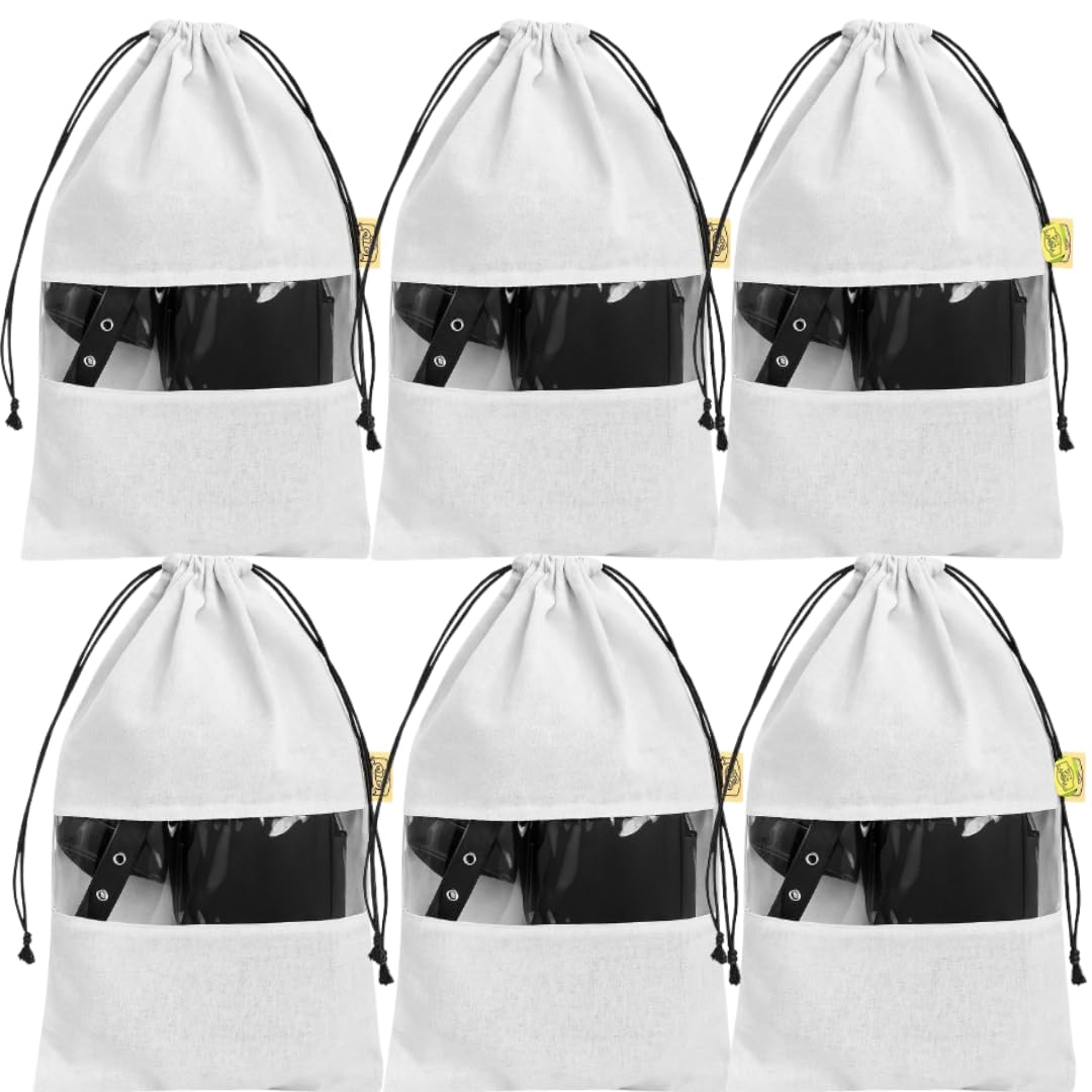 wowtag Drawstring Storage bag for Women's Handbag, Shoes, Toys - Pack of 6, 15.5 x 12 inches, Reusable and Washable Cotton Bag-picture-46