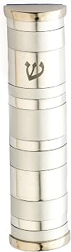Yair Emanuel Mezuzah Case for Door | Anodized Colourful Aluminum Judaica Gift Silver MZP-4