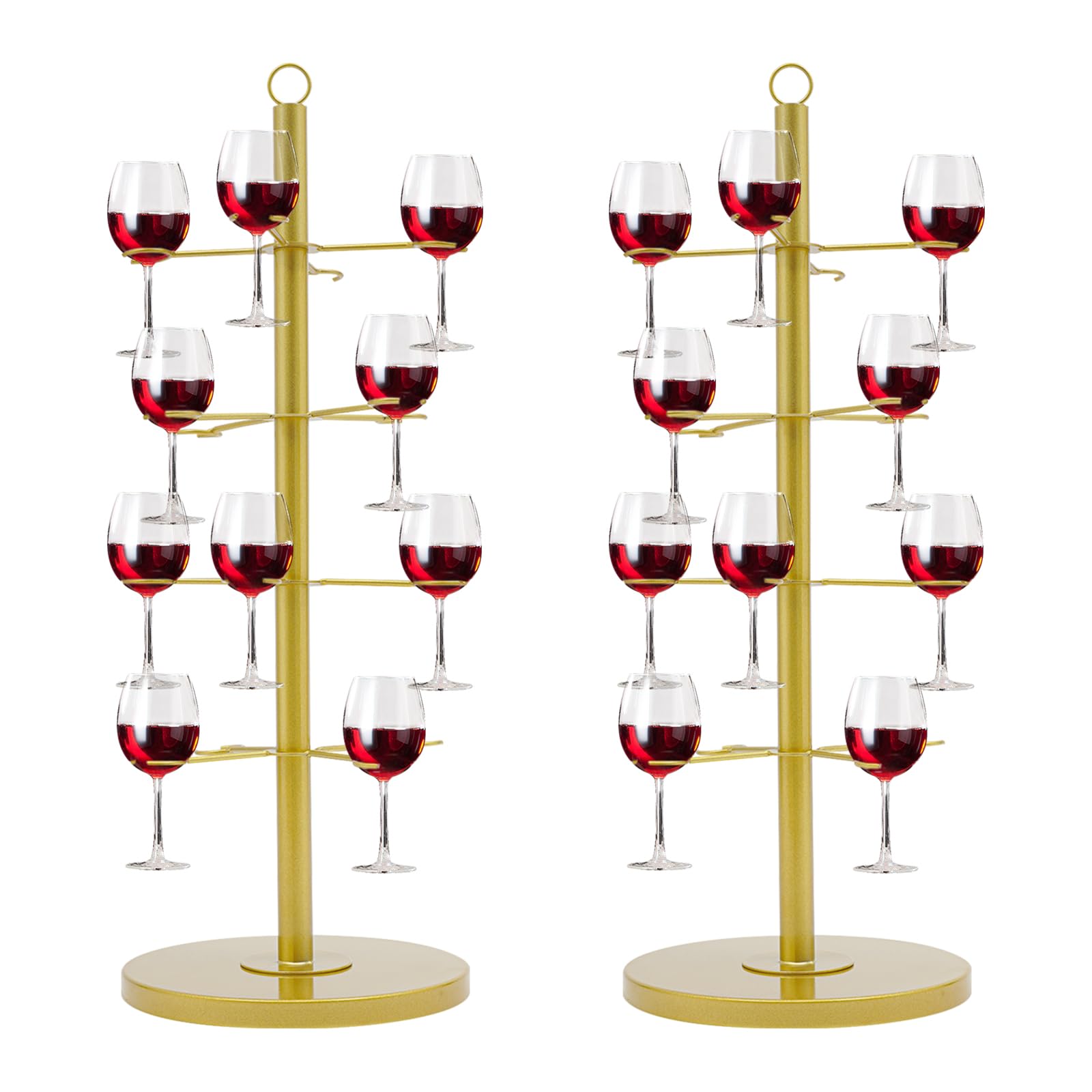 4 Tier Champagne Tree Stand Champagne Tower Metal Cocktail Tree Stand 16 Holders for Beverage Cocktails Martini Margarita Bar Party Display,2 Pack (Gold)