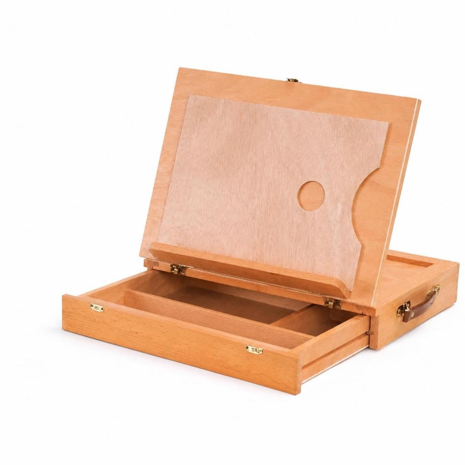 perfk Caballete de Arte Portátil Caballete Mesa Caja Dibujo Organizador Pintura con Tapa Plegable y Ángulo Regulable Madera Adecuado para Estudiantes Artistas Clases Estudio Exteriores