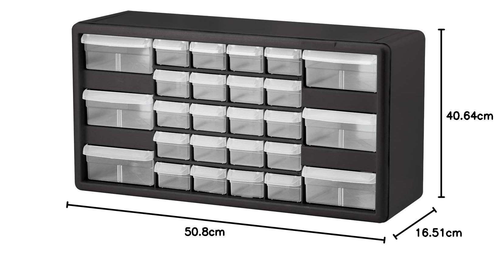 Akro-Mils Stackable Cabinet,26 Drawers,20"" x6-3/8 x10-11/32,Black/Gray, Sold as 1 Each