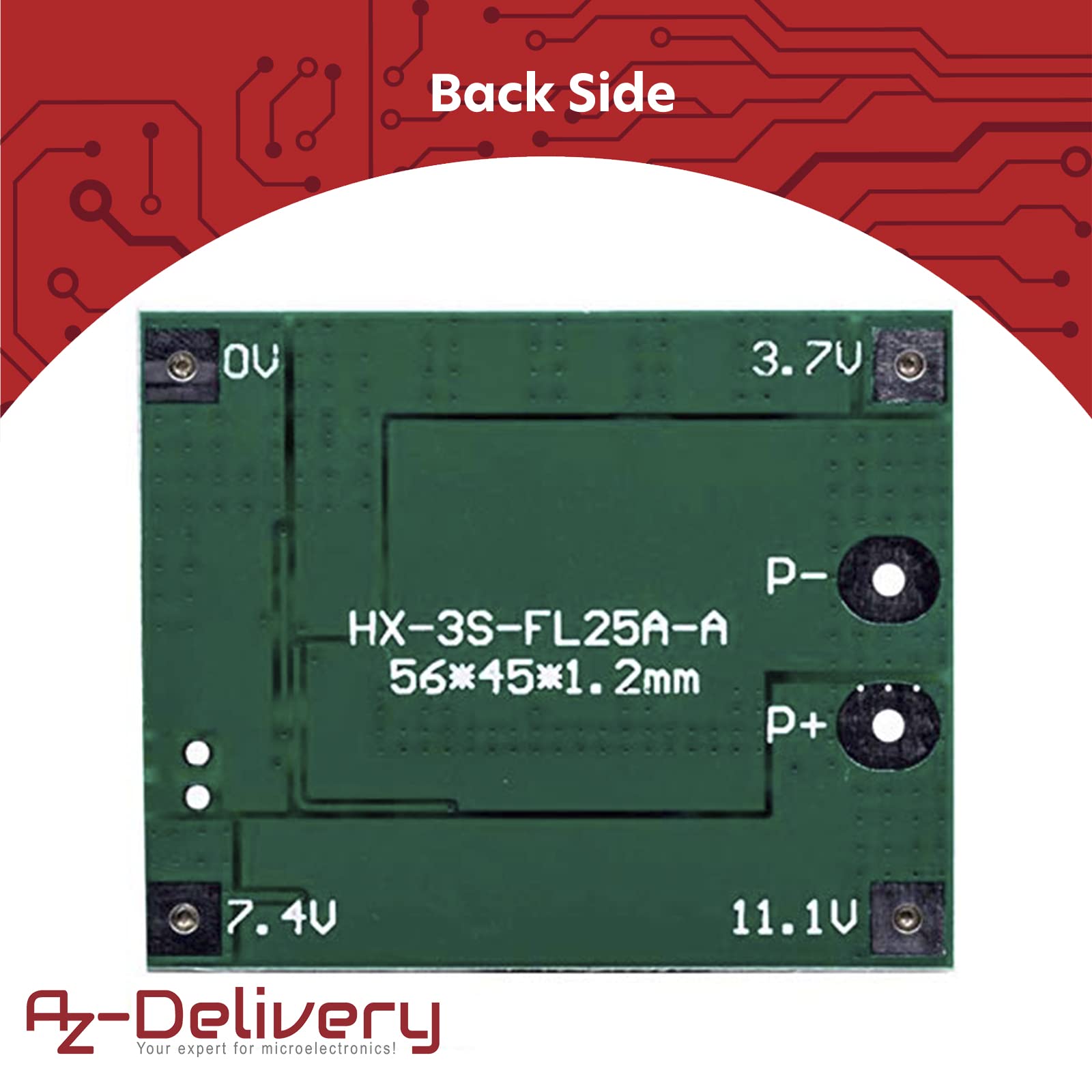 AZDelivery 5 x Płytka zabezpieczająca PCB na 3 baterie litowe Moduł BMS