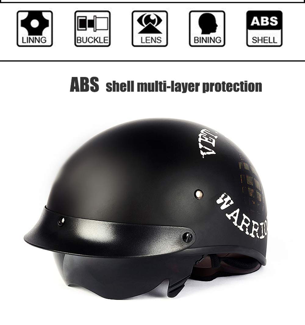 ZLYJ Casco Jet, retrò Casco Motociclistico, Vintage metà Casco, Casco per Moto con Visiera UV Parasole, para Adulto Uomo e Donna Bike Motorino Portatile, Certificato ECE