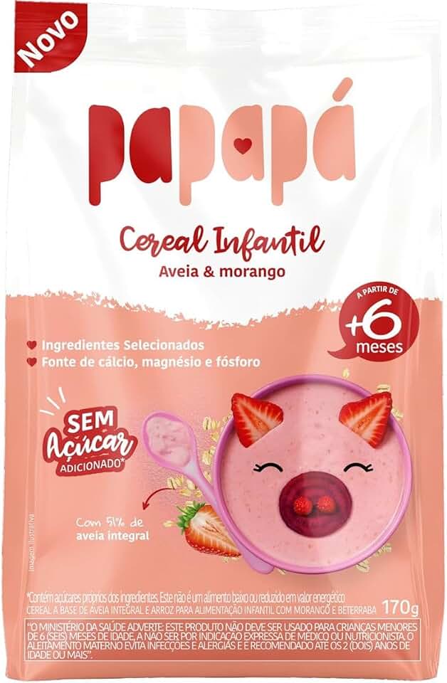 Cereal Infantil de Aveia e Morango 170g - Papapá