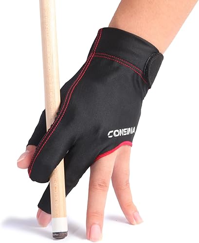Consina Guantes de billar para mano izquierda con 3 dedos, guantes deportivos de billar para hombre y mujer, color rojo pasión, secado rápido,