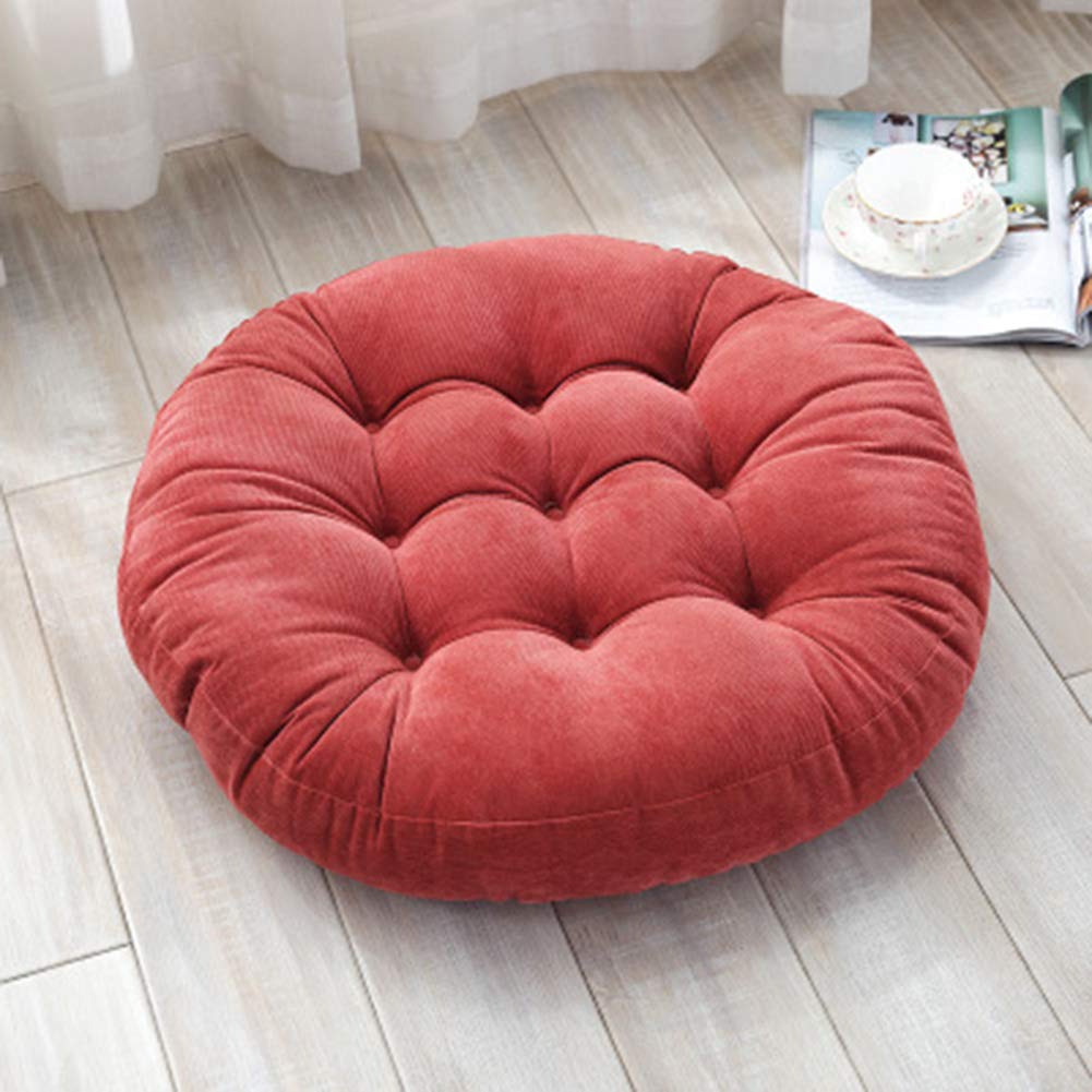 Cuscino rotondo in velluto a coste per sedia, cuscino futon e tappetino da yoga, 55 x 55 cm (rosso anguria), comodo decorazione per la casa per relax e meditazione