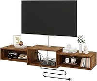 Vista 1 de IBUYKE Floating TV Stand Wall Mounted with Power Outlet,Wood Wall Mounted Media Console Shelf,Floating Entertainment Center for Under TV Storage for