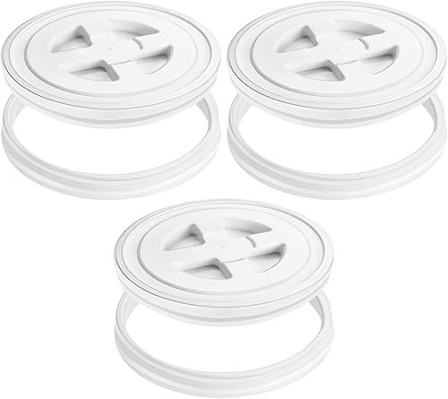 Aodaer 3 tapas de cubo de 5 galones, tapas de plástico con tapa de rosca a prueba de fugas para revestimientos de granos de alimentos para mascotas, disponible en Yaxa Mexico