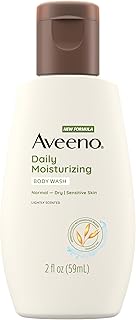 Aveeno Daily Moisturizing Body Wash for Sensitive Skin + Prebiotic Oat, Gently Cleanses Dry Skin & Feels Moisturizing, Light Fragrance, Travel Size, 2 fl. oz