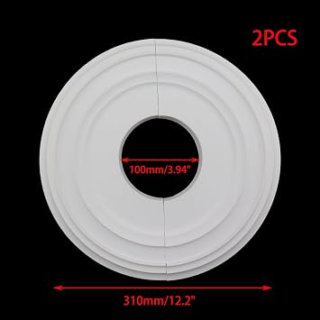 2PCS Split Ceiling Medallion,OD 12.2,White Multiple Lines