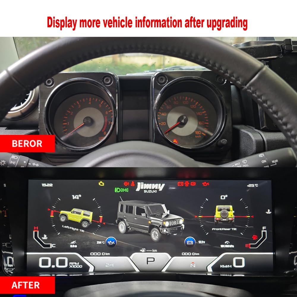 for Suzuki Jimny 2019-2026 12.3-inch Digital Instrument Panel, LCD Digital Instrument Panel, Full Screen Upgrade, car Replacement, Speedometer Panel, Instrument Panel (JB64-JB74), 3-Door and 5-Door