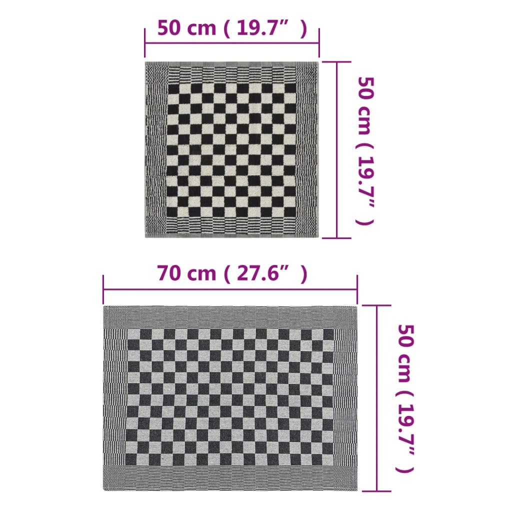 50-TLG Handtuch-Set Schwarz Weiß Baumwolle 25 Geschirrtücher 50x70 cm 25 Gästetücher 50x50 cm saugfähig weich pflegeleicht für Bad, Sauna, Strand, Wellness, Fitnessstudio, Hotel, Reise