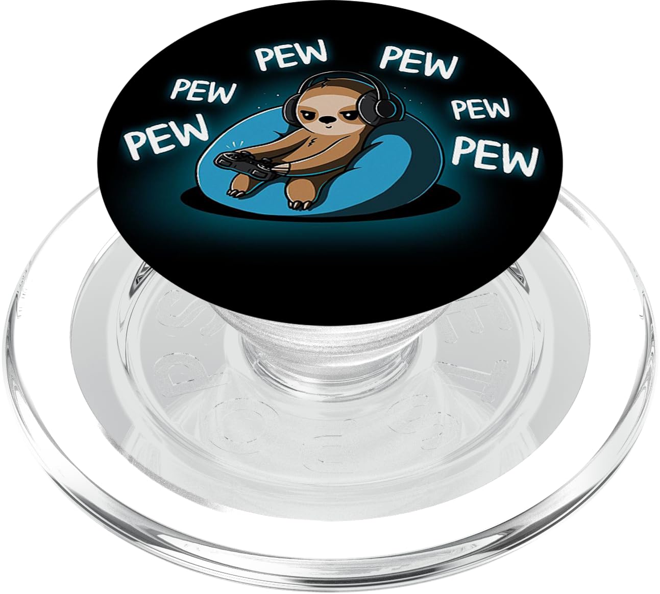 Pew Pew Cute Gamer Sloth Video Game Controller Gaming Black PopSockets PopGrip for MagSafe