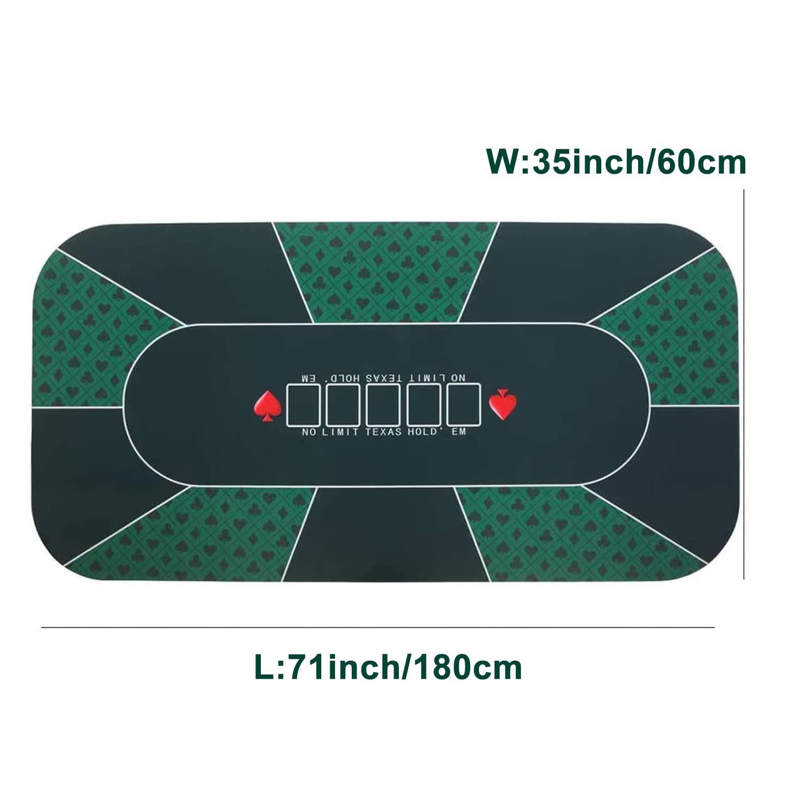 Texas Holdem Tapis de Poker Rectangulaire 47,2 X 23,6 Pouces / 70,9 X 35,4 Pouces, Tapis de Jeu en Caoutchouc à Motif de Fleurs avec Sac de Transport, pour Les Jeux de Cartes