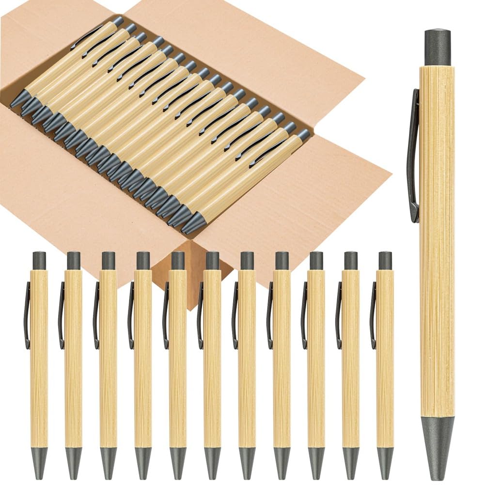 100 Stück Bambus-Stifte, Großpackung, Bambusstifte, Gravur, Kugelschreiber, Geschenkstift, Großpackung, Hohe Qualität
