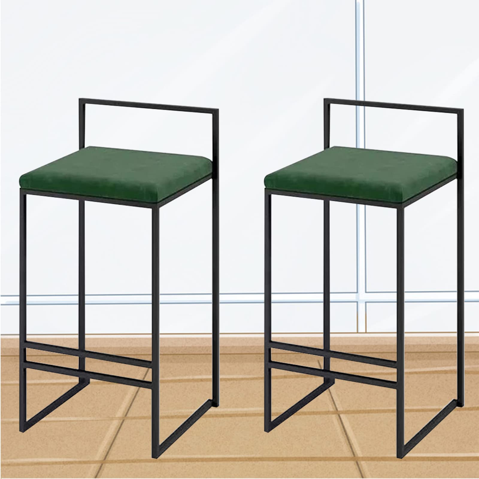 Tabourets de bar scandinaves en métal (lot de 2) avec dossiers chaises hautes de cuisine confortables