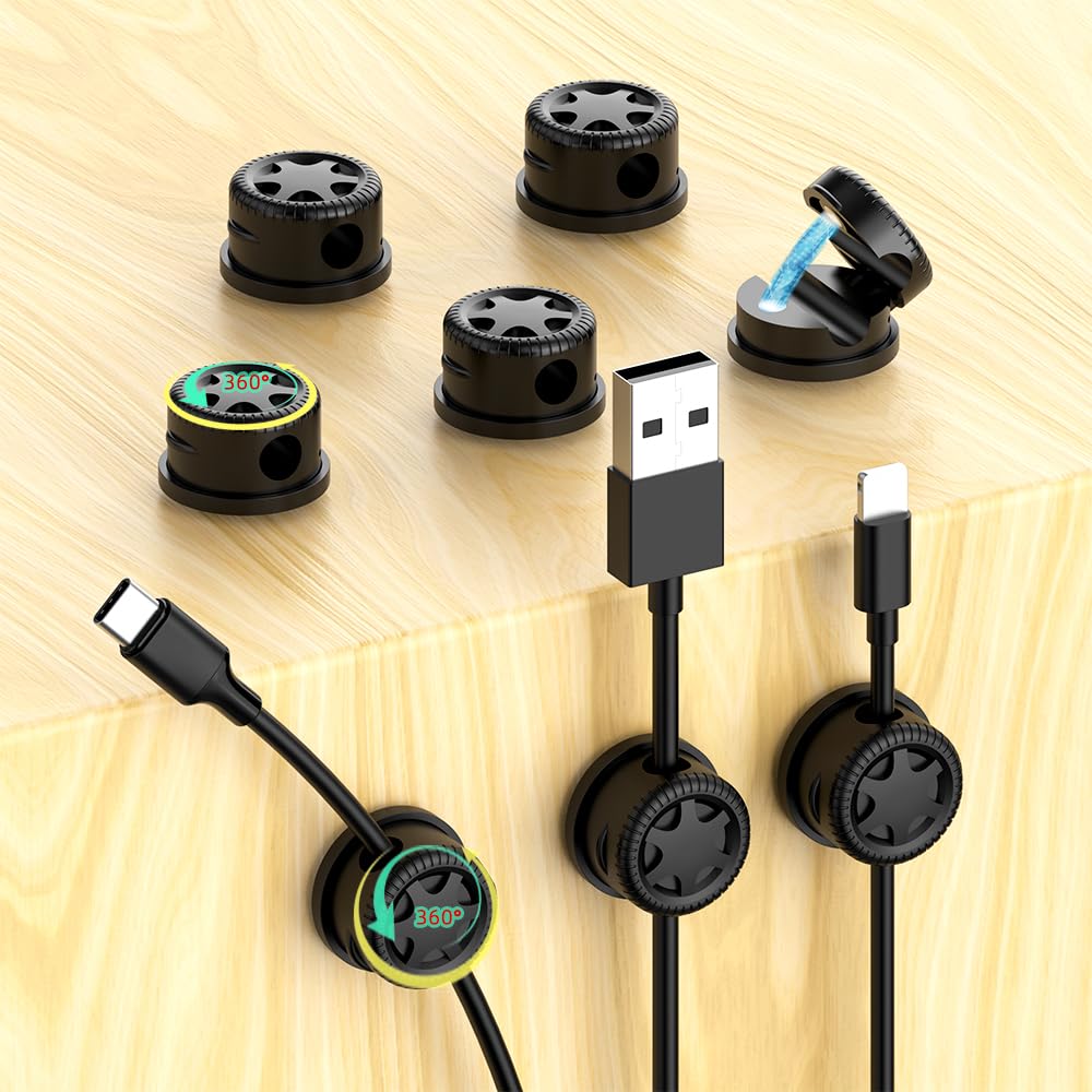 11 szt. organizer na kabel do zarządzania kablami, magnetyczne klipsy do kabli, samoprzylepny uchwyt na drut, pod biurkiem, na stolik nocny, biurko, USB, ścianę, samochód, biuro, miejsce pracy