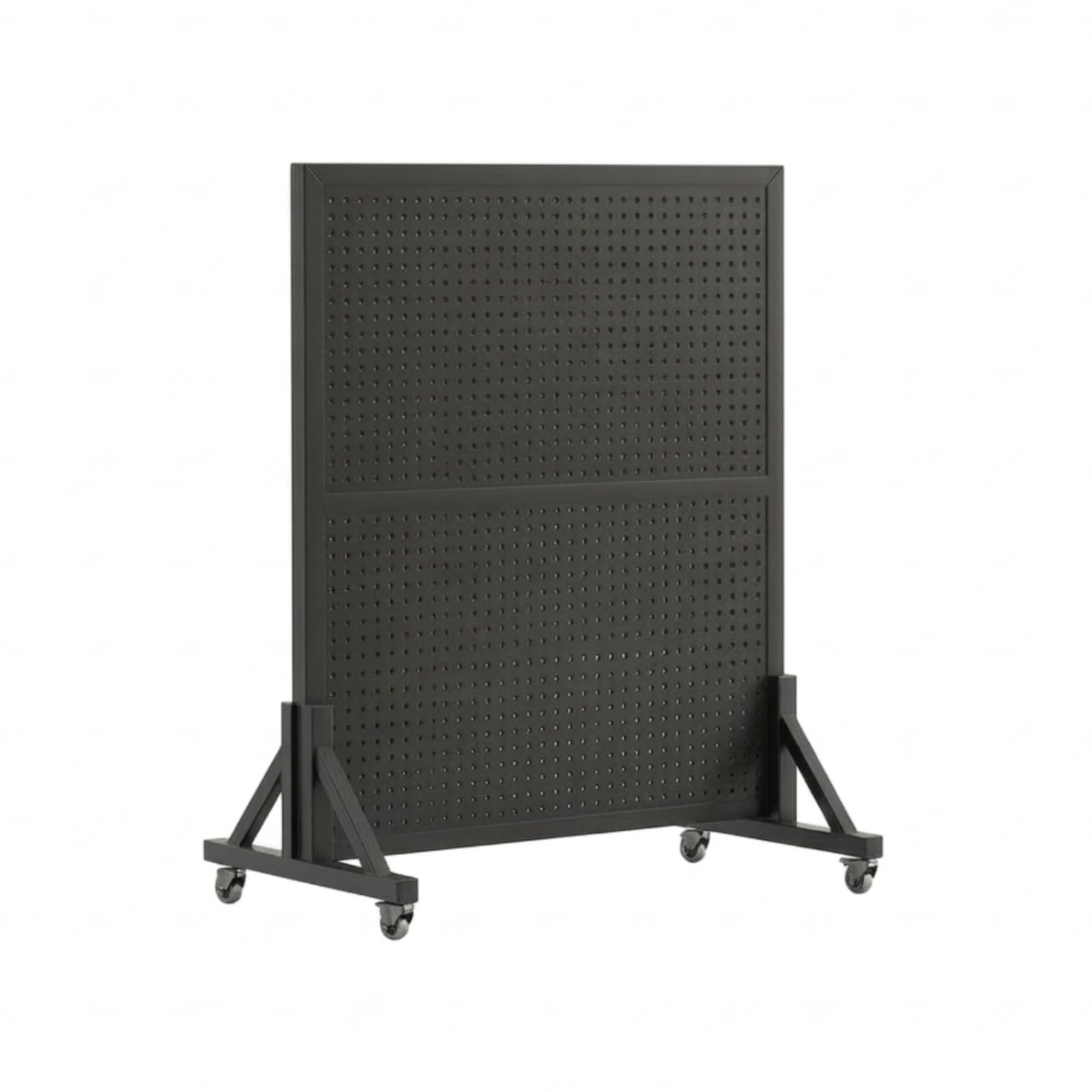 Pannello Forato con Ruote Autoportante Pannello Espositivo Mobile Versatile Espositore a Griglia con Ruote per Negozianti, Commercianti, Fiera, Nero, 100x120 Cm