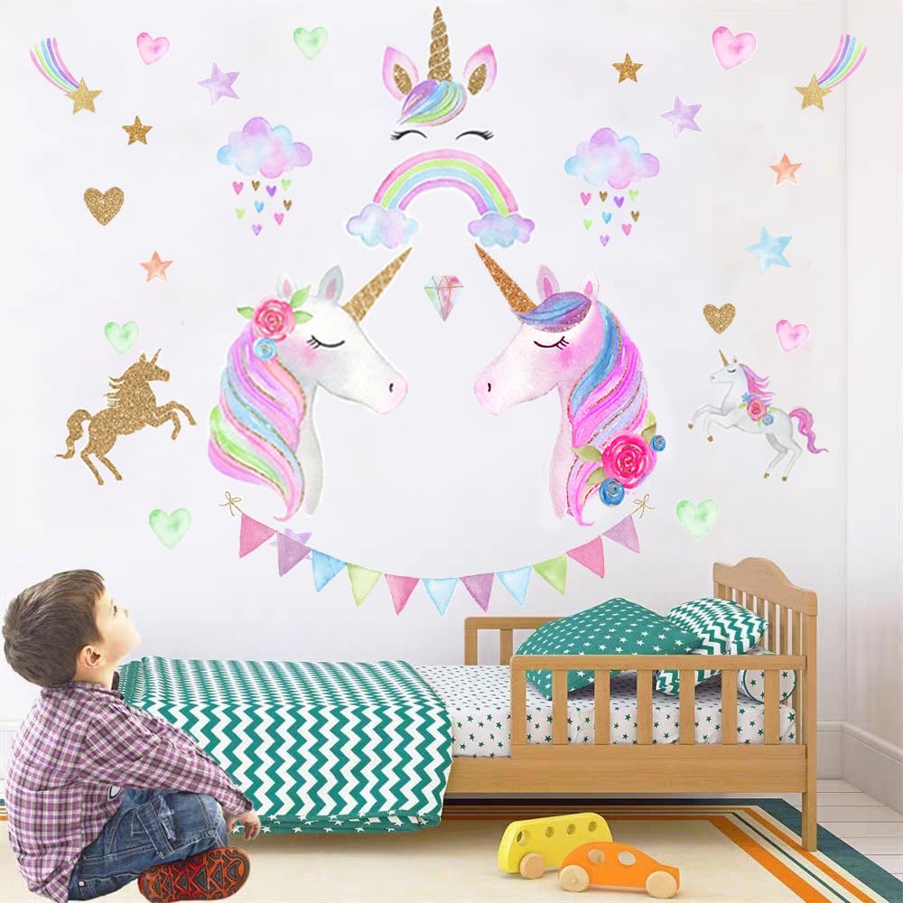 Unicorn Wall Decal, Stickers Children's Room Princess Decoration Wall Kids Room Decor Decals Bedroom for Girls
