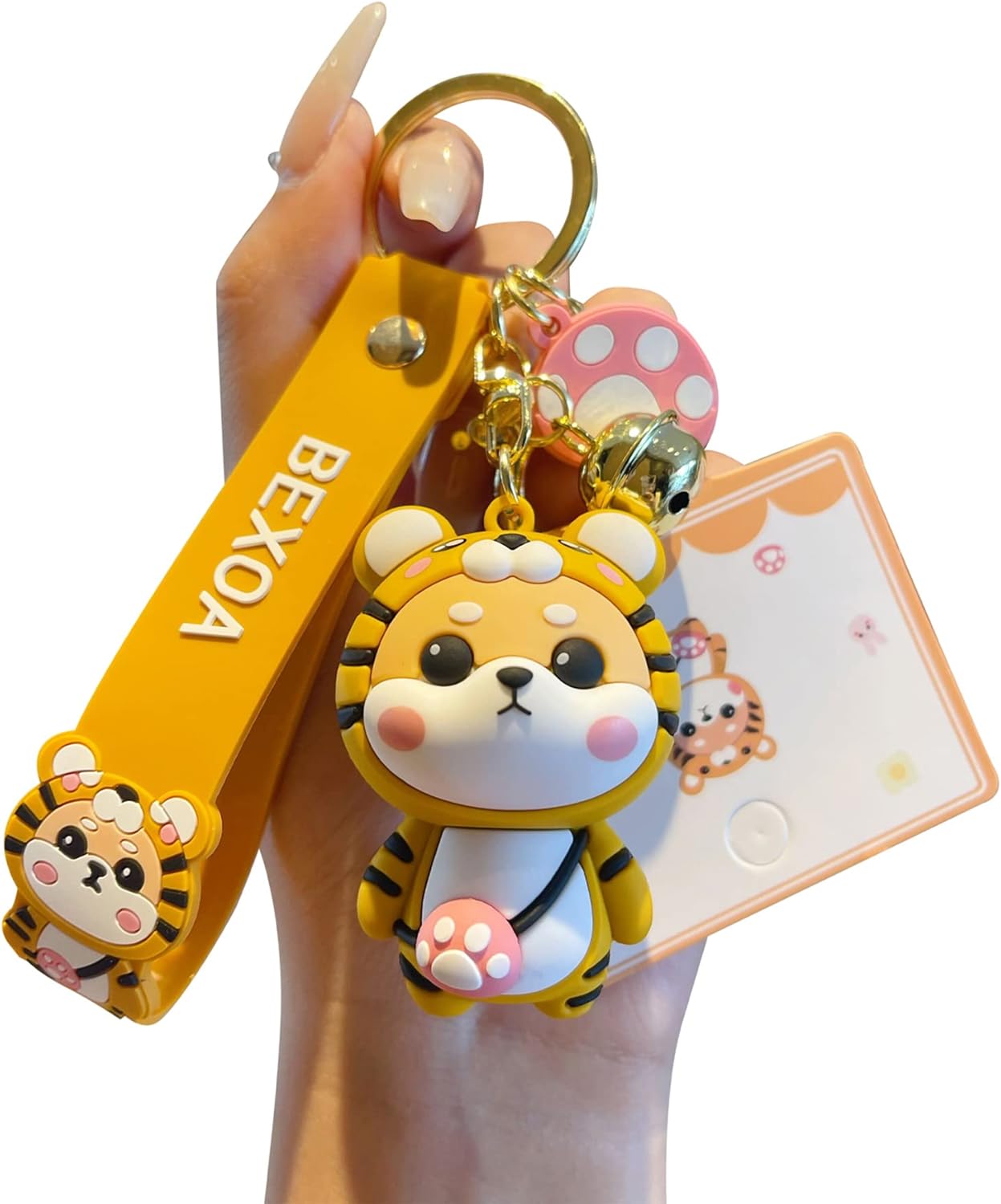 BEXOA Lindo llavero Kawaii Anime Llaveros Accesorios, Shiba Inu Bolso Encantos de Carro de Dibujos Animados Llavero para Niña Mujer