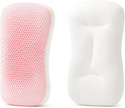 Latex Pillow, TPE Pectin Pillow Ergonomic Curve Cervical Neck,for Neck PainPink