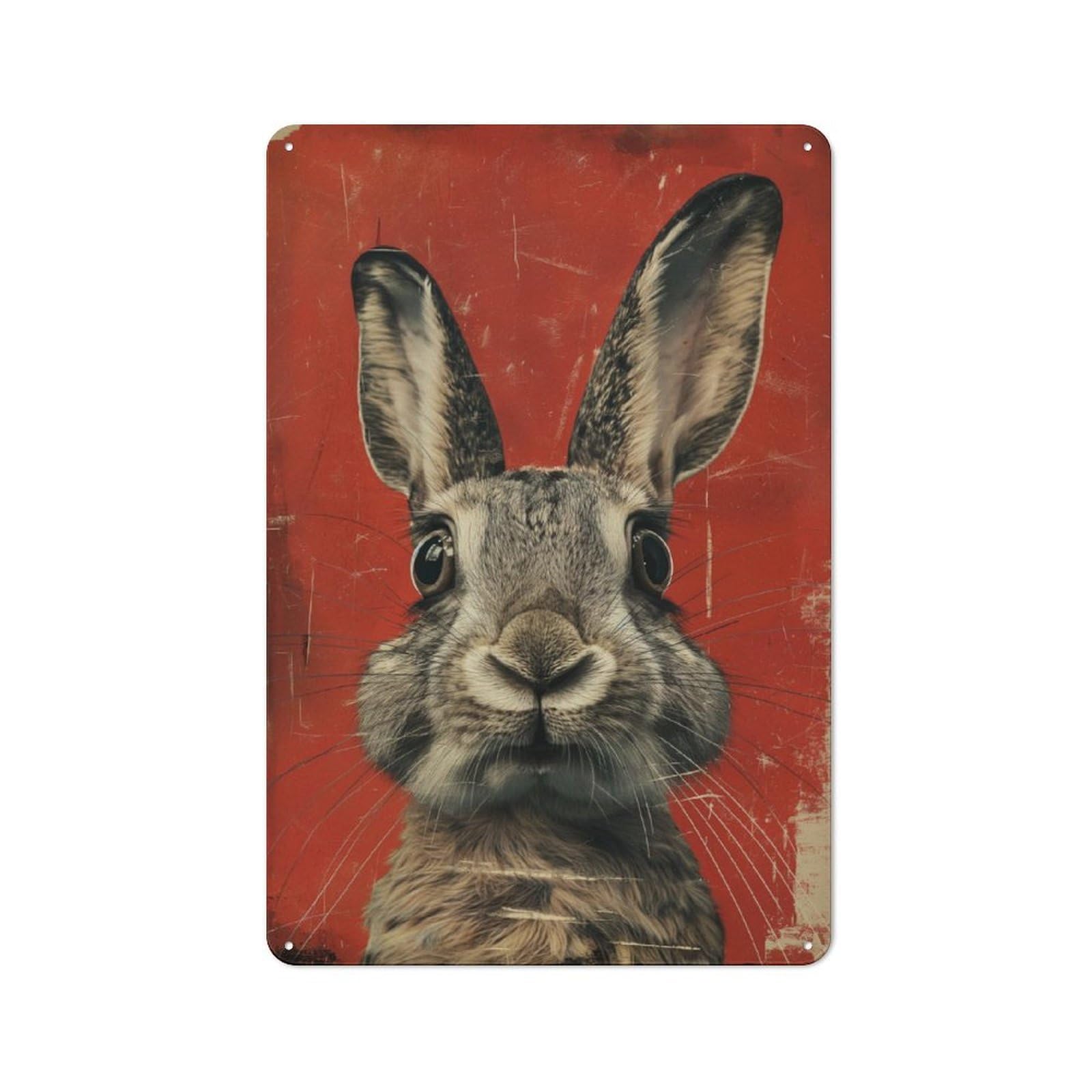 Retro Rabbit Portrait Vintage Vintage Tin Sign 30x20cm, Retro Room Decor for Lounge, Study, Pub Or Wall Gallery