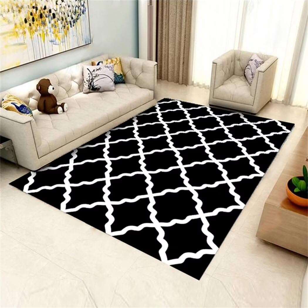 Tapis pour enfants à motif de grille moderne pour chambre et salon