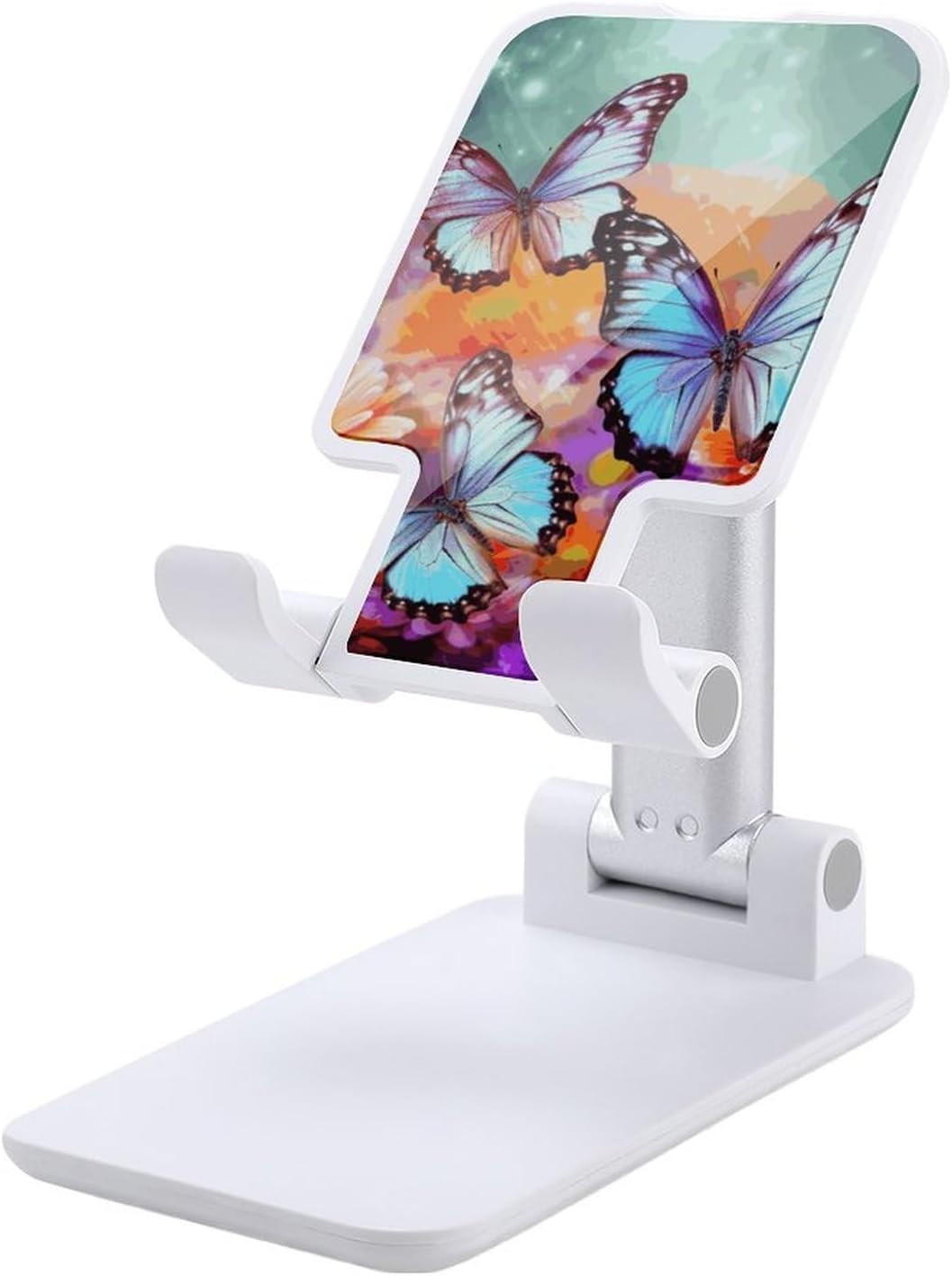 Flowers Colorful Butterfly Foldable Phone Stand for Desk Taller Stand
