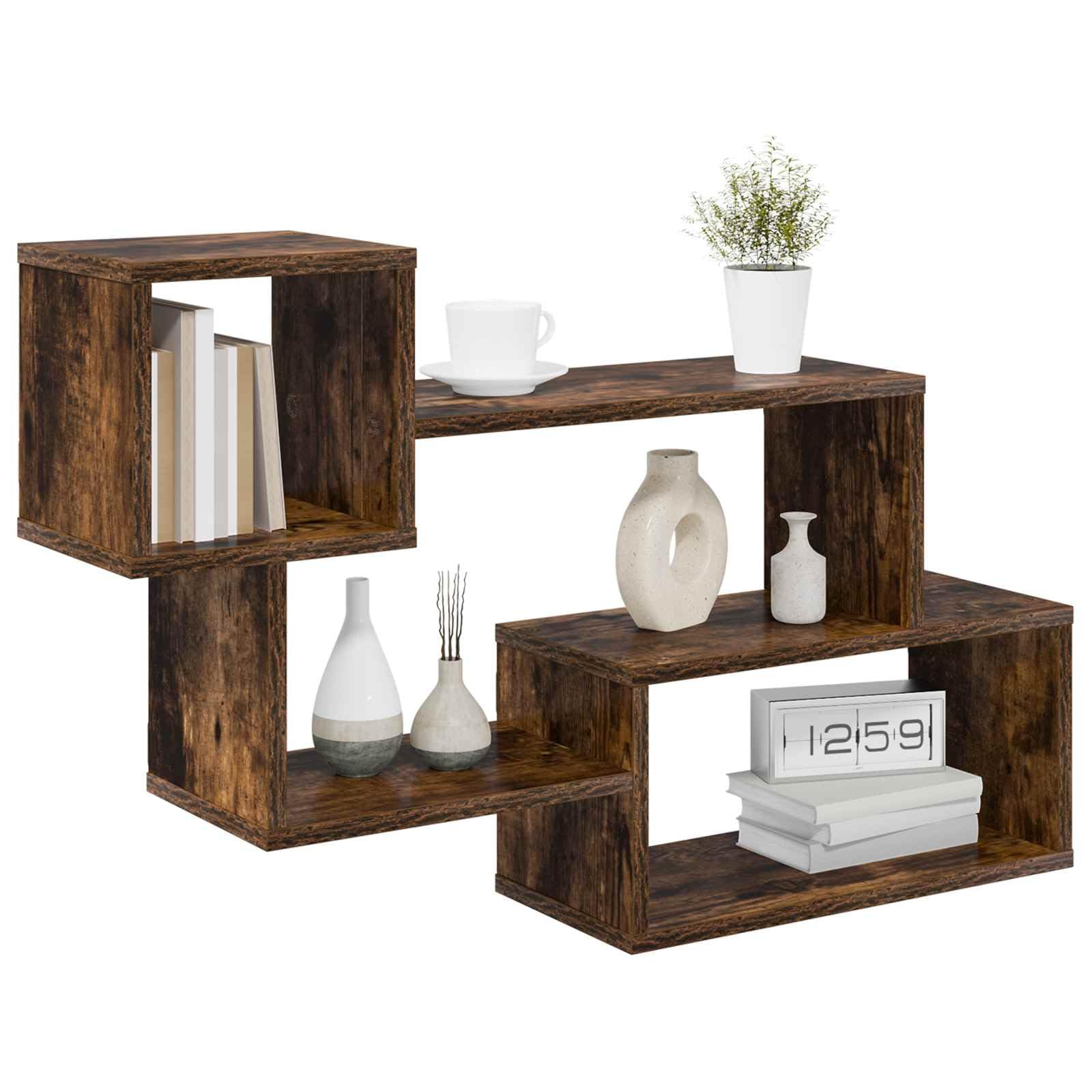 Schwebendes Wandregal Raucheiche Holzwerkstoff 87x20x55 cm | Modernes Wandboard in Raucheiche-Optik fuer Wohnzimmer, Schlafzimmer und Flur mit stabiler Wandbefestigung.