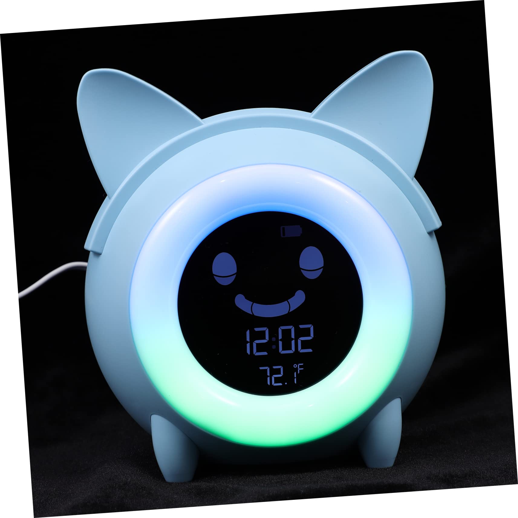 Lámpara despertador digital infantil con luz nocturna azul y reloj para sala o dormitorio