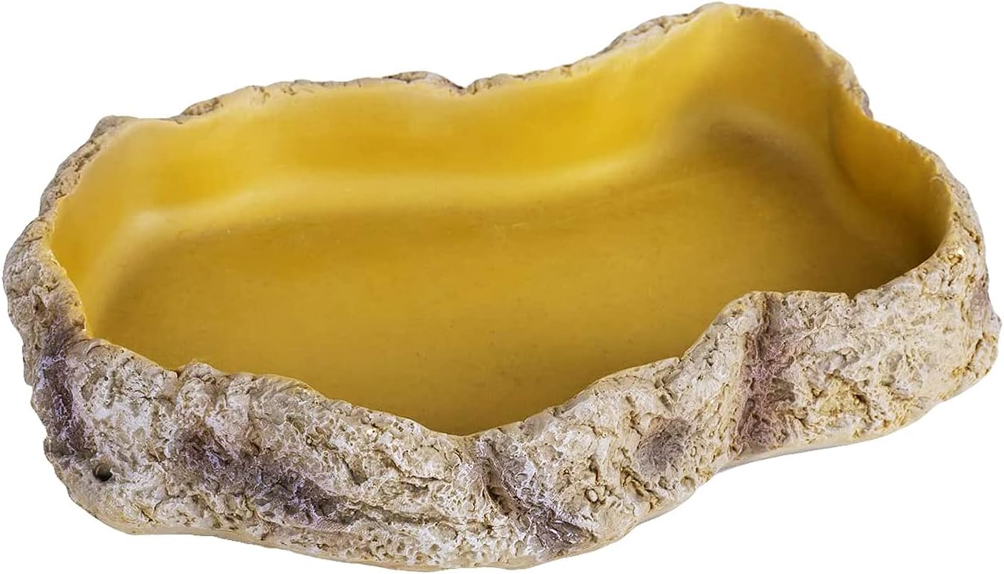 RUIAN Reptile Feeding Bowl,Reptile Rock Worm Feeder/Food