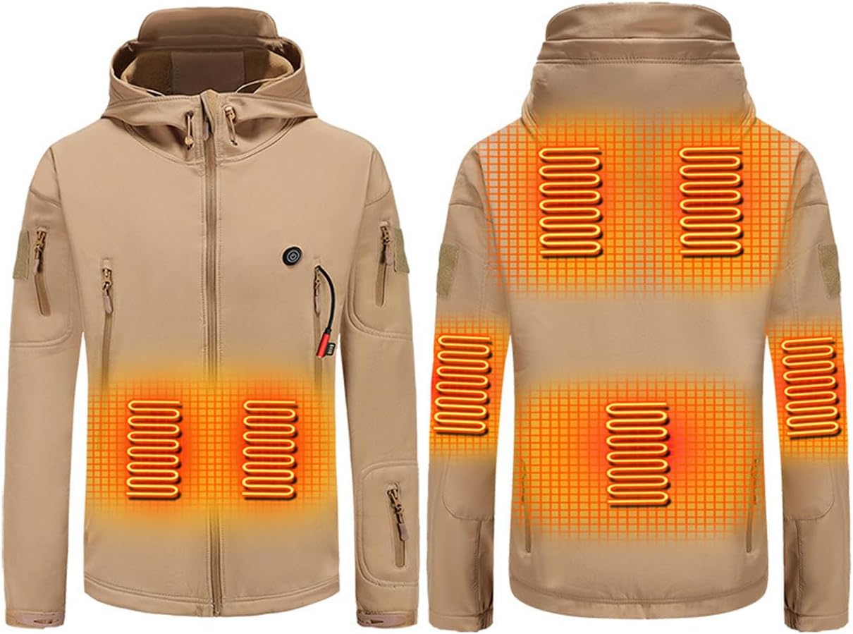 Men's Heated Jacket USB Electric Heating Fleece Thermal Tactical Coat Skiing Motorcycle Fishing Clothes