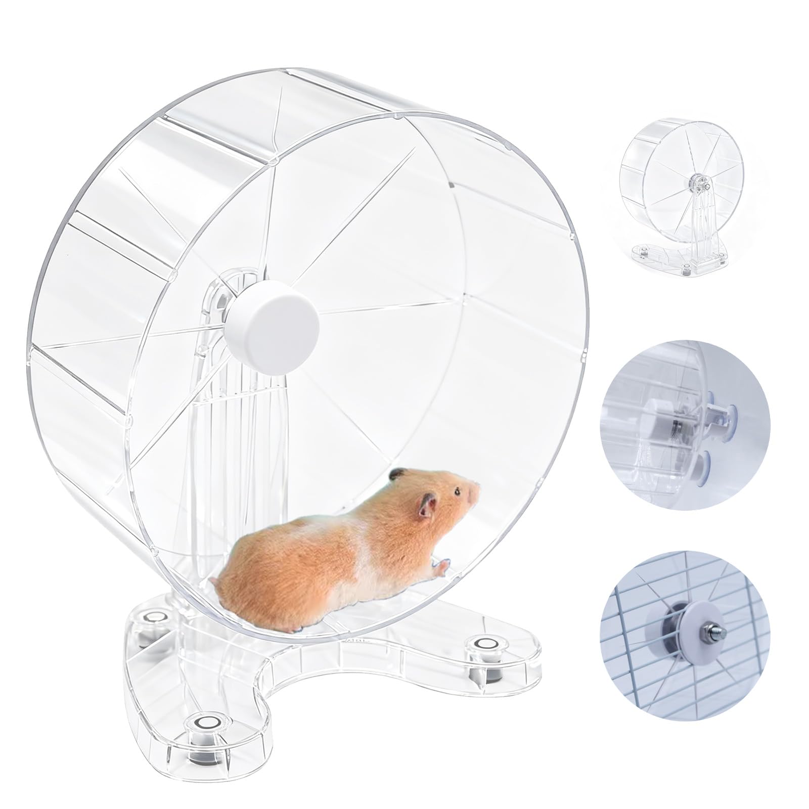 Hamster Wheel, 8.7" Super-Silent Exercise Wheels, Dual-Bearings Quiet Spinner Running Wheels, 3 Installation Methods, Fits Any Hamster Cage, Hamsters Toy for Dwarf Hamsters, Gerbils, and Small Pets.