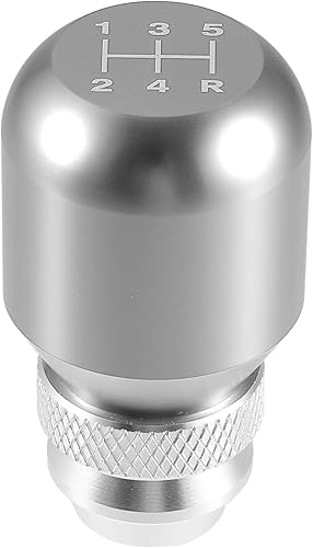 Miniatura 4 de X AUTOHAUX 1 juego de 5 velocidades universal de coche ajustable pomo de palanca de cambios de aleación de aluminio tono plateado para la mayoría de