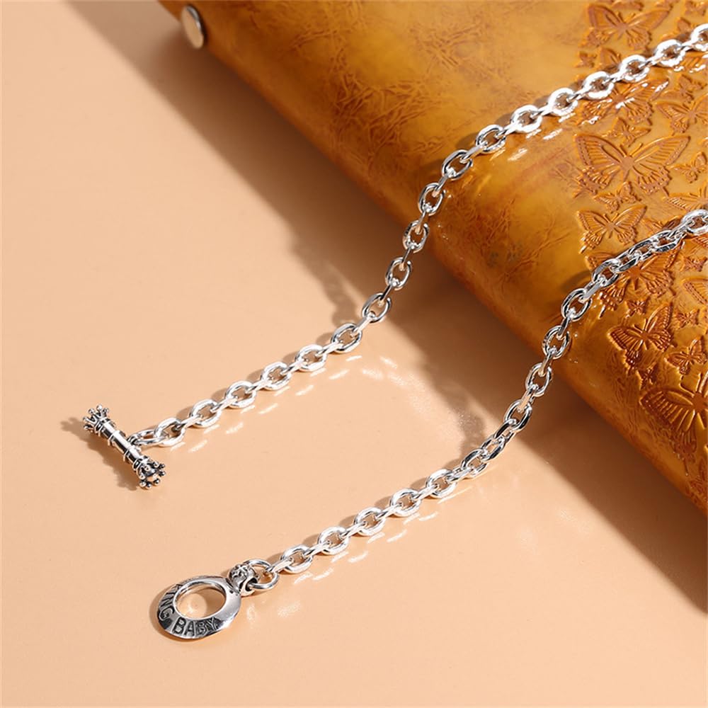 MęSki I Damski Naszyjnik Z łAńCuszkiem S925 Sterling Silver 4mm, Gotycki Naszyjnik Vintage
