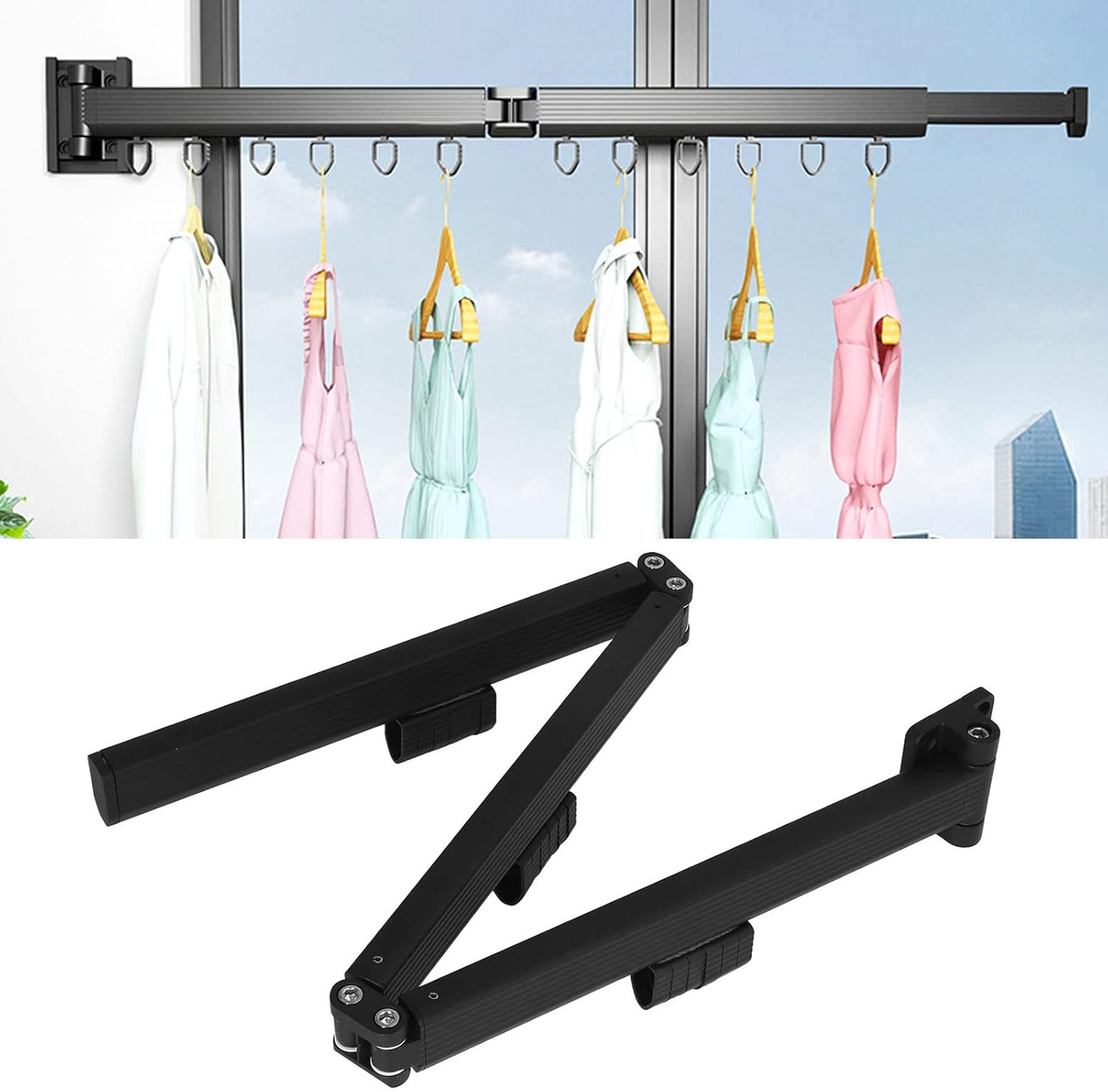 Retractable Laundry Drying Rack, Wall Mounted Clothes Drying Rack, 3 Folding Collapsible Drying Rack with Zinc Alloy Frame for Small Spaces, Entrance Bedroom Laundry Room