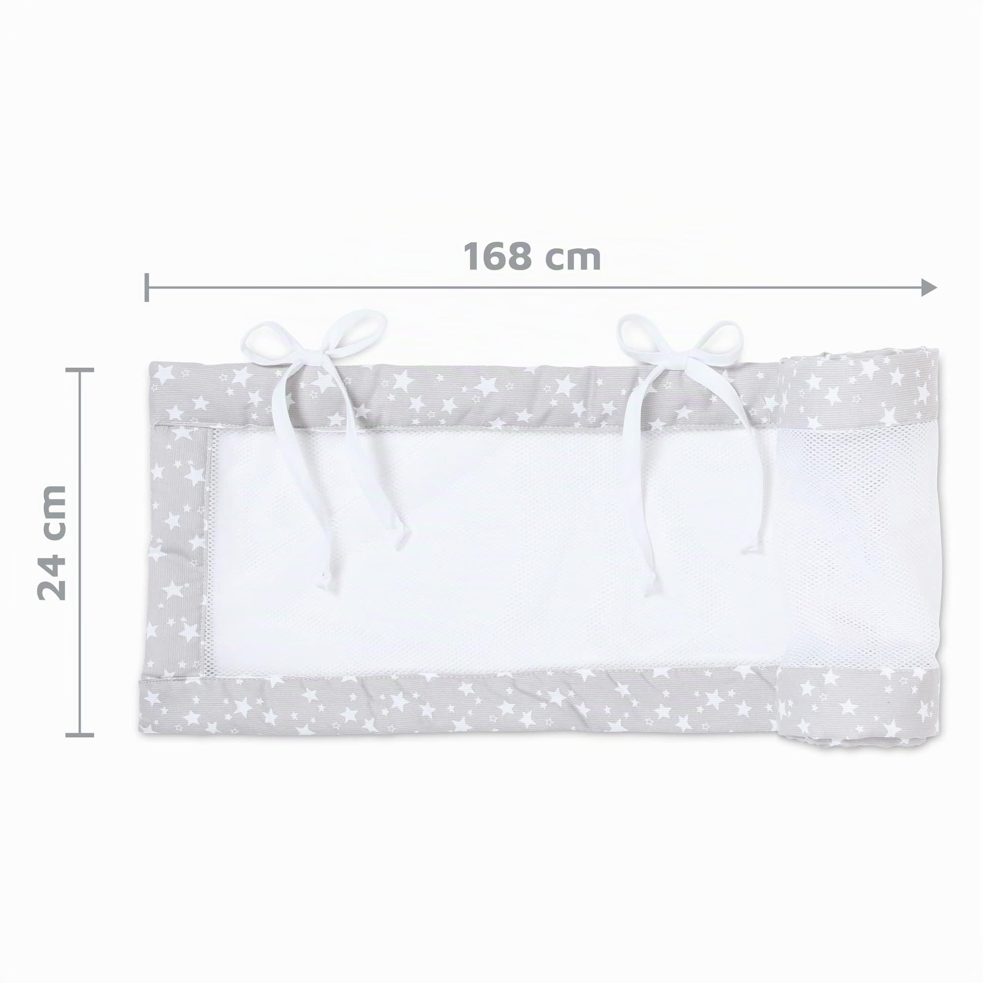 Babybay 160874 - Babynest Mesh-Piqué Suitable for Model Maxi, BoXSpring, Comfort and Comfort Plus, Pearl Grey Stars White, 200 g, unisex