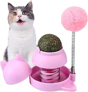 猫用マタタビボール - 猫の壁用イヌハッカ ボール おもちゃ 壁用 安全で回転可能,壁にくっつく食用マタタビの泡とボール猫のおもちゃ 猫の歯の掃除用 猫の壁のおやつ 猫が歯をなめる