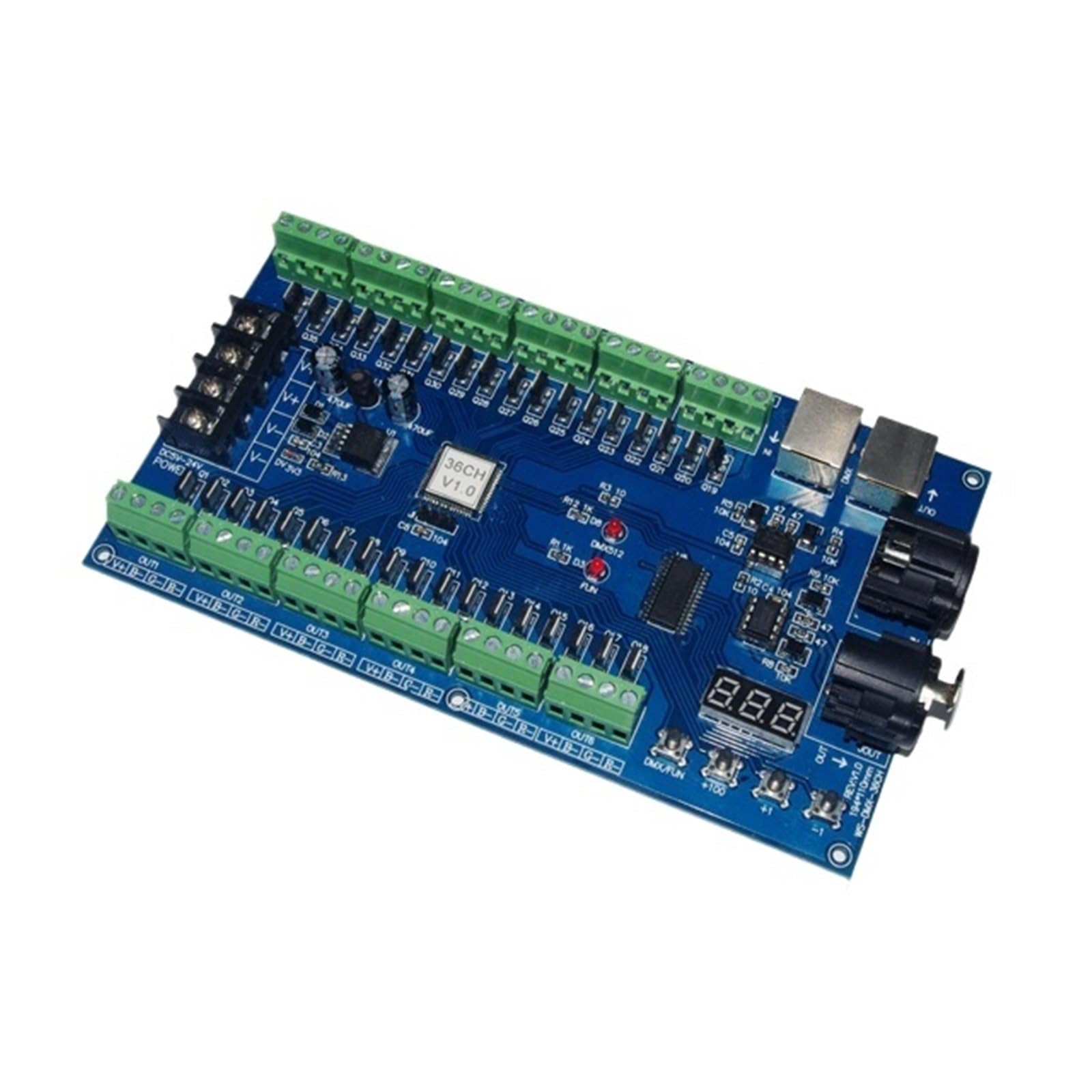 36CH DMX512 dimmer 36-Channel decoder 13 Sets of RGB Output LED Driver XRL 3pin Controller WS-DMX-36CH/HV DC5V-24(WS-DMX-36CH-HV)