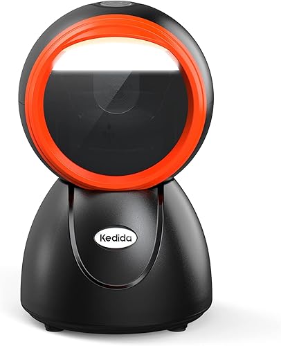 Miniatura 1 de Escáner de código de barras omnidireccional automático 1D 2D de escritorio, lector de código de barras QR con cable USB manos libres, escáner de