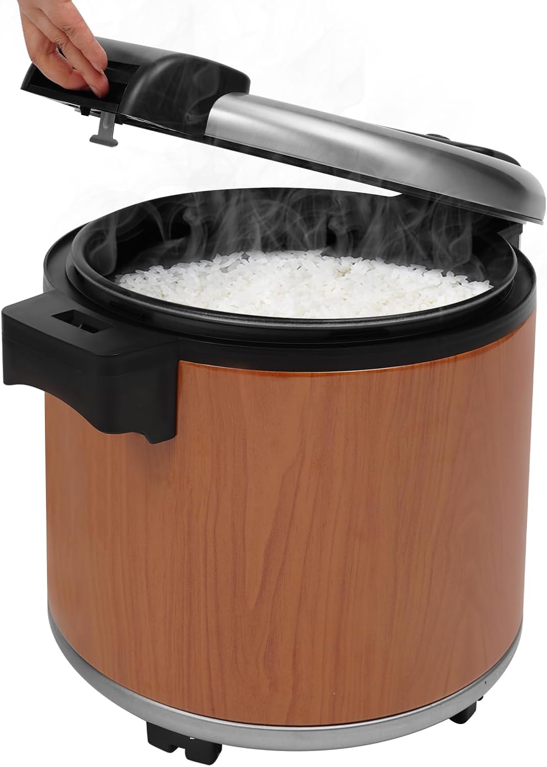 23L Commercial Rice Warmer, 6.08Gal Electric Stainless Steel Food Warmer with Spoon, 105W Soup Sushi Rice Warmers with Non-stick Inner Pot for 40-50 People, Warm Function Only (Brown)