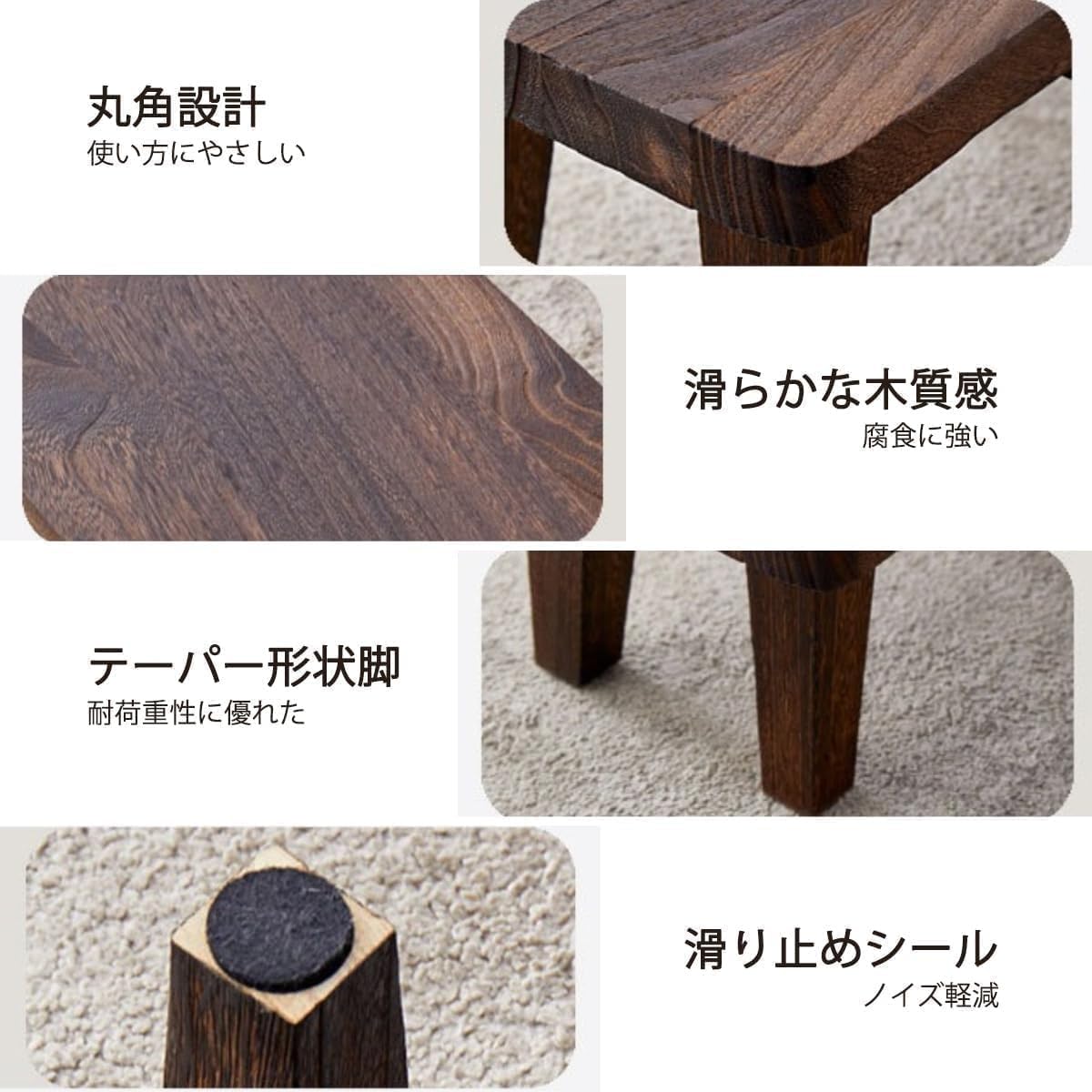 Amazon.co.jp: Conutoo 椅子 木製 低い スツール 四角 30×20×16cm 子供
