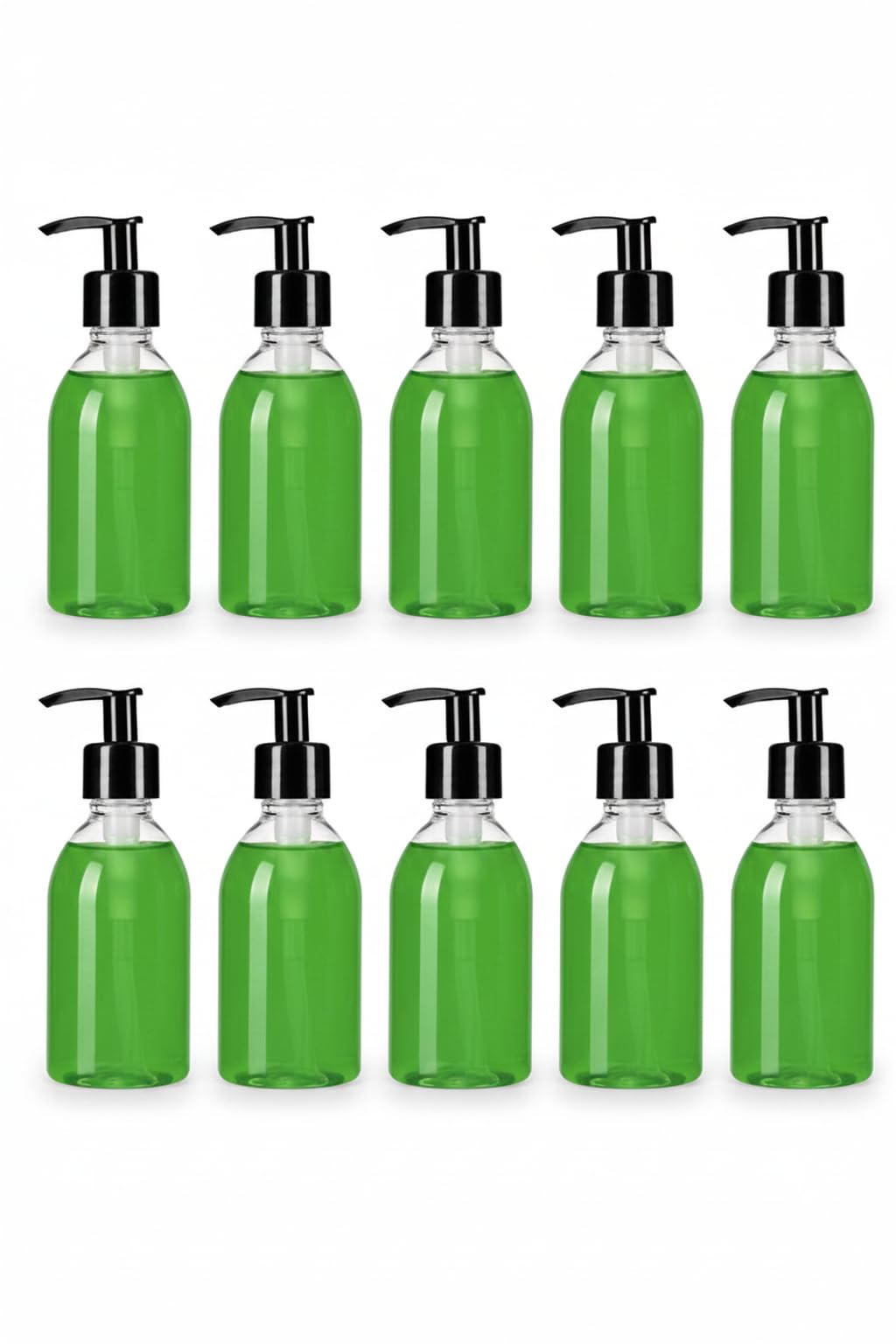 TEC Bottiglie con erogatore a pompa, 250 ml, realizzate nel Regno Unito, 30% RPET riciclato, in plastica trasparente, ricaricabile, per sapone liquido, lavaggio delle mani, shampoo, balsamo, lozioni e