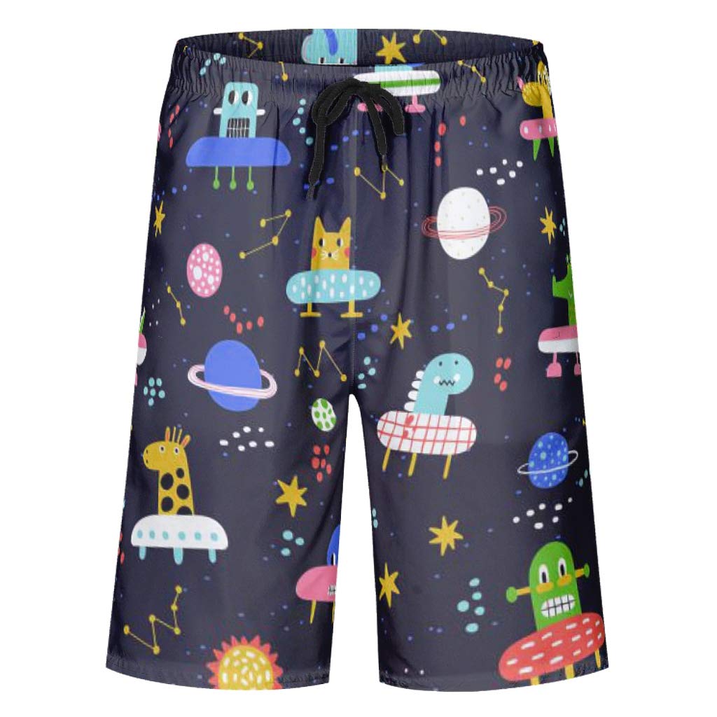 Space Animal Classic Men's Swim Beach Shorts Swimwear Bathing Suits Quick Drying with Drawsting Business