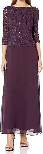 Alex Evenings Vestido largo para mujer con falda completa (tallas pequeñas y regulares)