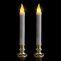 Vista 8 de FURORA LIGHTING Velas LED cónicas blancas con soportes dorados, paquete de 2 con temporizador de 5/19, elegante brillo sin llama para decoración