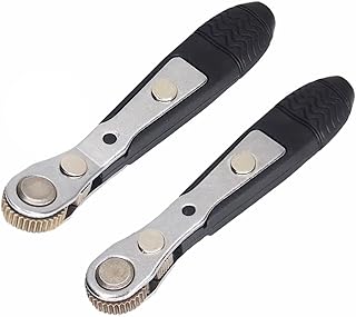 PANSHIYON Mini Ratchet Wrench,2 Pcs 1/4 Inch Right Angle Screwdriver with Low Profile,Close Quarters,Offset Reversible Drive Handle for Bits