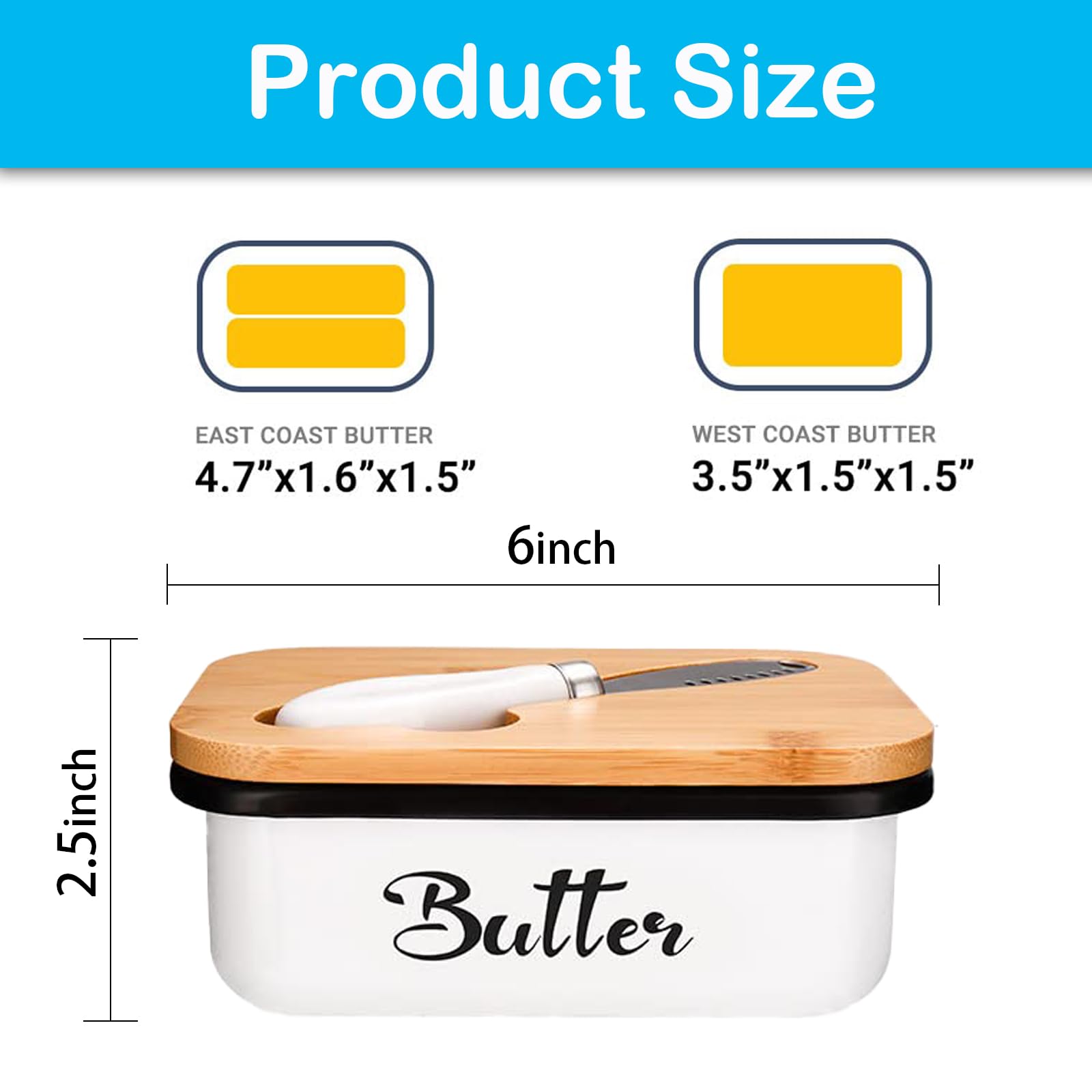 Butter Dish with Lid,Metal Butter Keeper with Stainless Steel Multipurpose Butter Knife,Lightweight Unbreakable Butter Container for Countertop Upgrade Double Silicone Seal - Image 2