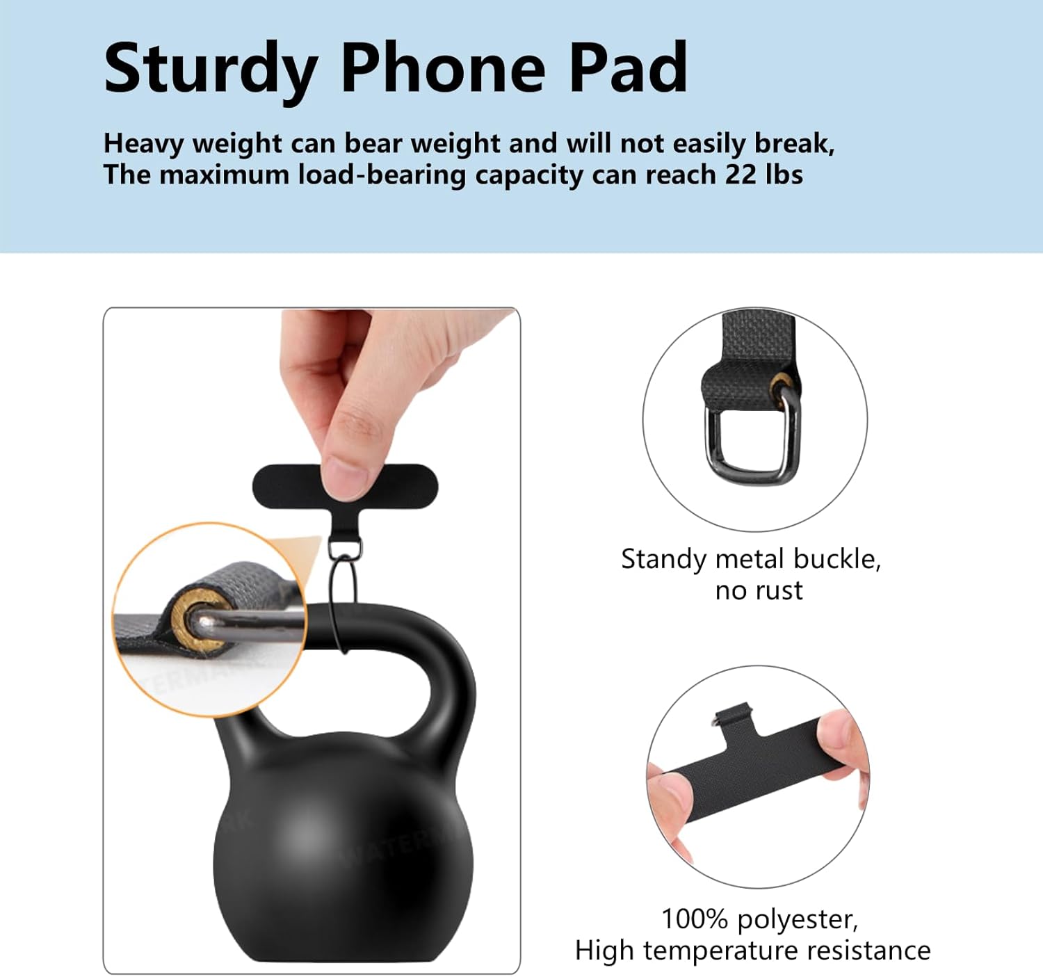 Crossbody Phone Lanyard Strap with 2 Pack Patchs, Adjustable Universal Nylon Neck Strap - Image 3