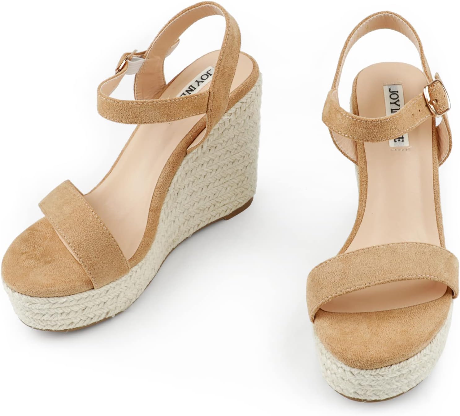 JOY IN LOVE Womens Espadrilles Wedge Sandals Platform Heels Ankle Strap Open Toe Buckle Sandals - Image 3
